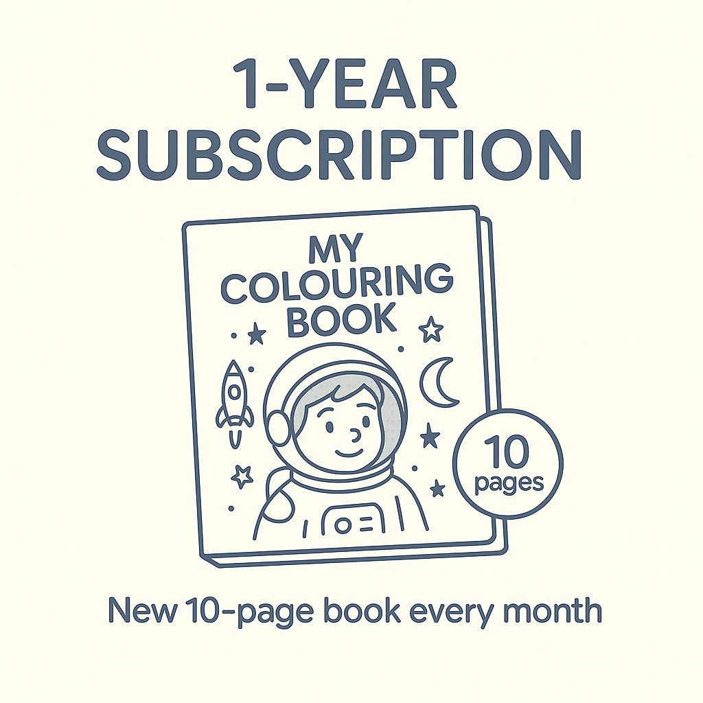 1-year subscription for 10-page Digital Colouring Book delivered every month
