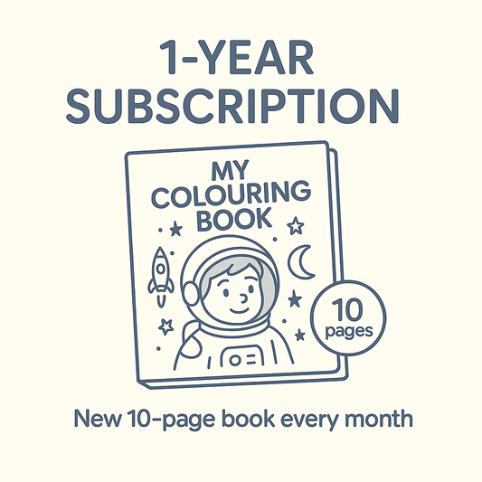 1-year subscription for 10-page Digital Colouring Book delivered every month